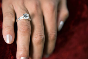 diamond ring on finger